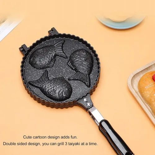 Vista 3 de Ciciglow Taiyaki - Molde para hacer panqueques en forma de pez, doble sartén, negro, 16.5 in x 7.7 in