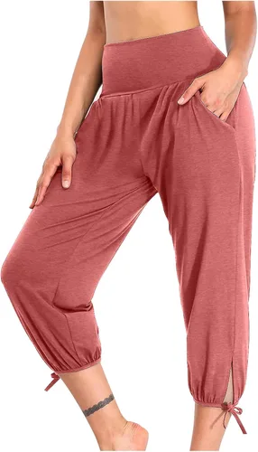Vista 110 de Pantalones capri para mujer, estilo casual, de verano, elásticos, de cintura alta, pantalones de yoga, ajuste atlético, pantalones deportivos