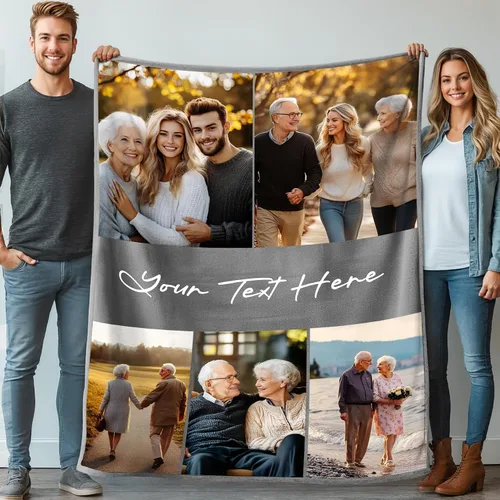 Vista 14 de Mantas personalizadas con 1 foto y texto impreso en Estados Unidos Manta personalizada con imagen de 30 x 40 pulgadas Mantas personalizadas
