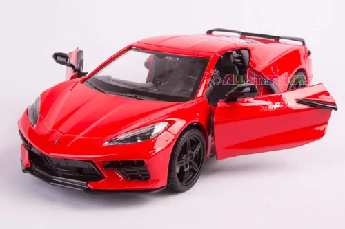 Vista 7 de Motormax 79360 Chevrolet Corvette C8 Stingray Red Timeless Legends 1/24 modelo de auto fundido a presión 2020