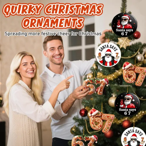 Vista 5 de 67 Adorno de Navidad, 67 Adornos para Árbol de Navidad, Divertidos Adornos de Navidad 2025, Adorno de Árbol Seis Siete 6 7 Decoración de Cosas