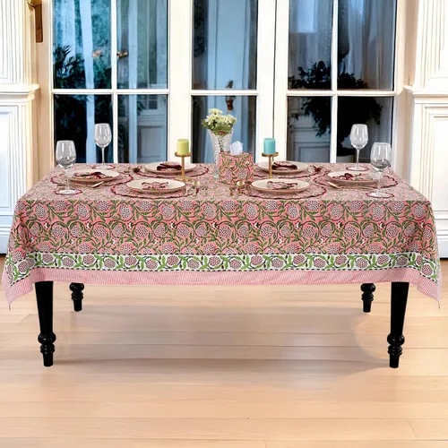 Vista 190 de Ridhi Mantel cuadrado con estampado de bloques de mano de caléndula ámbar