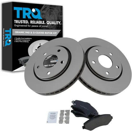 Vista 98 de TRQ Juego de pastillas de freno delantero y rotores con revestimiento de cerámica compatible con Jeep Compass Patriot 2017