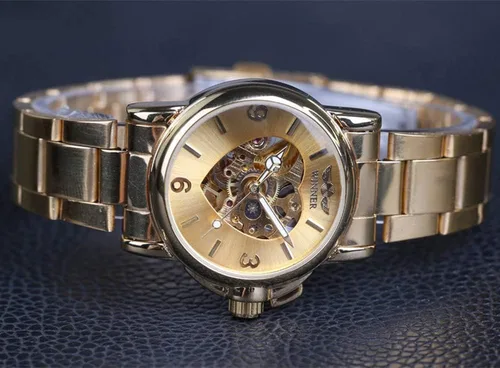Vista 7 de Reginald Relojes para mujer, reloj de vestir casual a la moda, impermeable, con esfera de esqueleto de mariposa, reloj mecánico automático