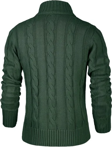 Vista 2 de NITAGUT - Suéter de punto para hombre de manga larga con cuello de pie y botones
