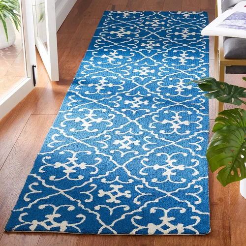 Vista 14 de SAFAVIEH Four Seasons Collection FRS234A - Alfombra de pasillo floral con gancho a mano, 2 pies 3 pulgadas x 8 pies, color azul/marfil