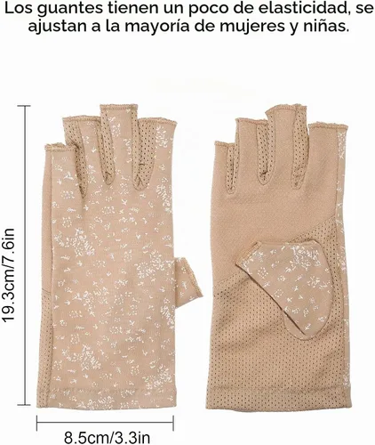 Vista 2 de Maxdot - 2 pares de guantes sin dedos con protección UV para mujer, color negro, caqui
