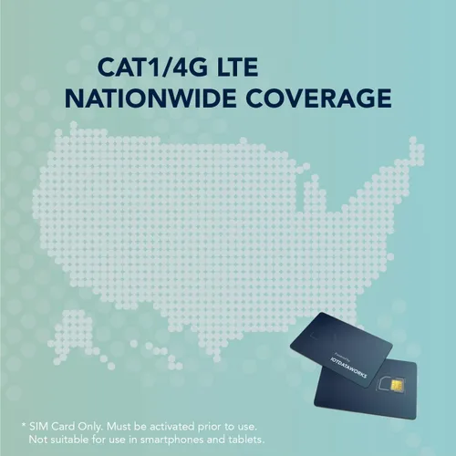Vista 3 de Tarjeta SIM IoT ilimitada con servicio prepago de 12 meses Sin contrato, límites 64 kbps CAT1, 4G LTE/3G/2G Sin voz/SMS/Streaming Estados