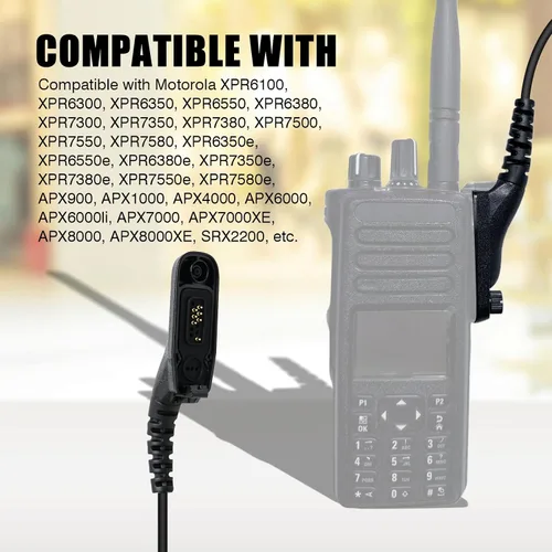 Vista 2 de WODASEN APX 6000 Walkie Talkie remoto altavoz de mano Mic Jamón Radio Hombro Micrófono con 0.138 in Audio Jack para Motorola APX 900 4000 7000 8000