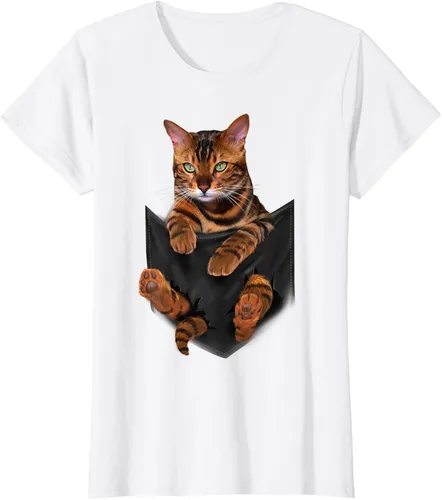 Vista 18 de Camiseta de bolsillo con estampado de tigre y gato Negro