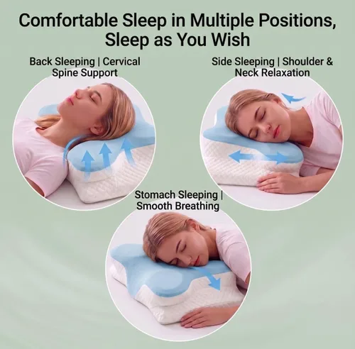 Vista 7 de Almohada cervical cervical para aliviar el dolor de cuello - Almohada Azul