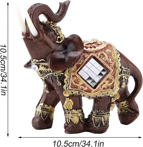 Vista 2 de Hilitand Estatua de elefante de riqueza, escultura de Feng Shui, figura de grano de madera para el hogar, decoración de escritorio, regalo (M)