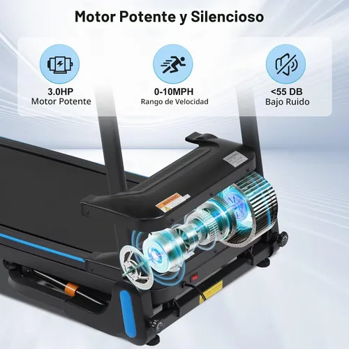 Vista 6 de Merax Caminadora plegable con inclinación, cintas de correr plegables automáticas de 10 MPH para el hogar, 3.0 HP Caminadoras para Hacer Ejercicio