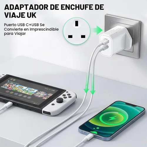 Vista 2 de Adaptador del enchufe del recorrido del Reino Unido, bloque del cargador