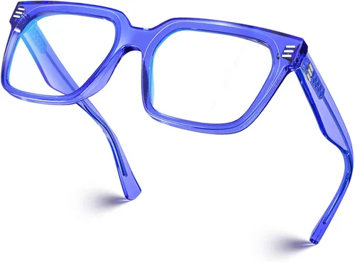 Vista 11 de VISOONE Chunky Rectangle Oversized Blue Light Blocking Computer Glasses Clear Lenses Cute Fake Large Frame Preppy Stylish Designer Fashion Screen
