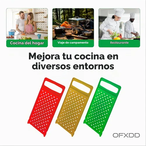 Vista 5 de Rallador de mano de plástico - Paquete de 2 - Ralladores planos de queso - Rallador de mango