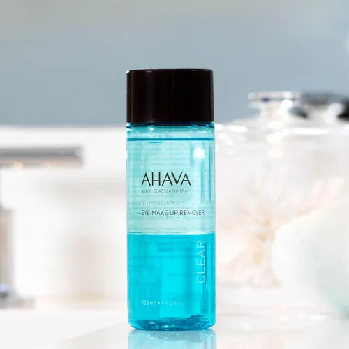 Vista 4 de AHAVA Desmaquillante de ojos Time To Clear - Desmaquillante bifásico, elimina el maquillaje de ojos impermeable, no deja residuos pegajosos, deja