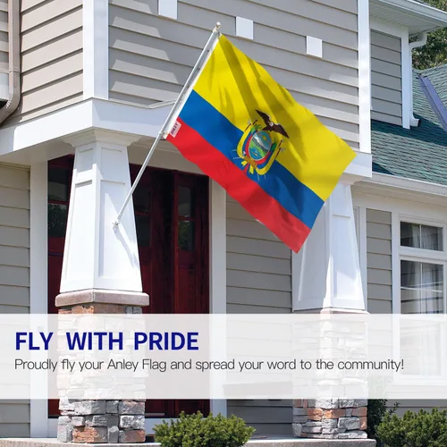Vista 2 de Anley Fly Breeze - Bandera de Ecuador de 3 x 5 pies, color vivo y a prueba de decoloración, cabecera de lona y doble costura, banderas nacionales