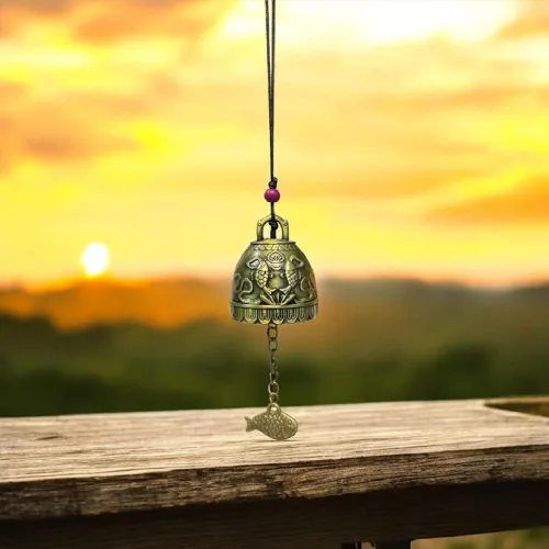 Vista 7 de DMtse - Campana china de la suerte Feng Shui para pescado y pescado estilo vintage, ideal para la riqueza y la seguridad, el éxito, la protección