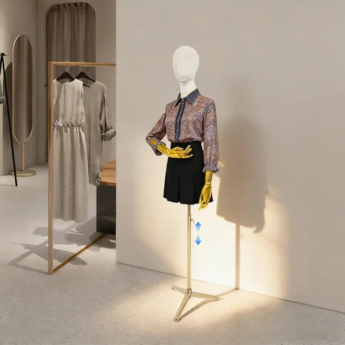 Vista 7 de Maniquí femenino forma de vestido de maniquí para mujer, torso con soporte, altura ajustable, 63-81 pulgadas, maniquí con cabeza de brazo