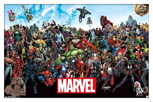 Vista 11 de Marvel Comics The Marvel Lineup - Póster de pared, 22.4 pulgadas de largo x 14.7 pulgadas de ancho, versión enmarcada de madera de granero