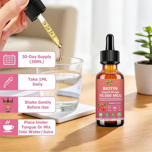 Vista 7 de Pure Biotin 10000mcg Liquid Drop Cabello Piel Y Uñas Vitaminas Apoyo
