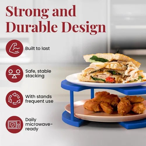 Vista 7 de DoubleWave Mini apilador de platos de microondas de 2 niveles para microondas pequeños, sin BPA, apilador de platos fríos para microondas