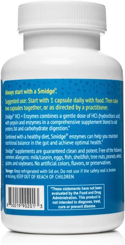 Vista 2 de Smidge™ HCl + Enzimas – Digestión – 120 Cápsulas