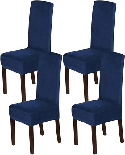 Vista 28 de Fundas elásticas de terciopelo para sillas de comedor, suaves, extraíbles y de comedor, color negro, 2