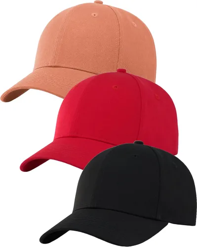 Vista 20 de Paquete de 3 gorras de béisbol de algodón liso con correa trasera, ajustables, de perfil bajo, para hombres y mujeres 3 Negro
