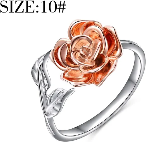 Vista 29 de Anillos abiertos ajustables de plata de ley S925, anillo de rosa para mujeres y adolescentes
