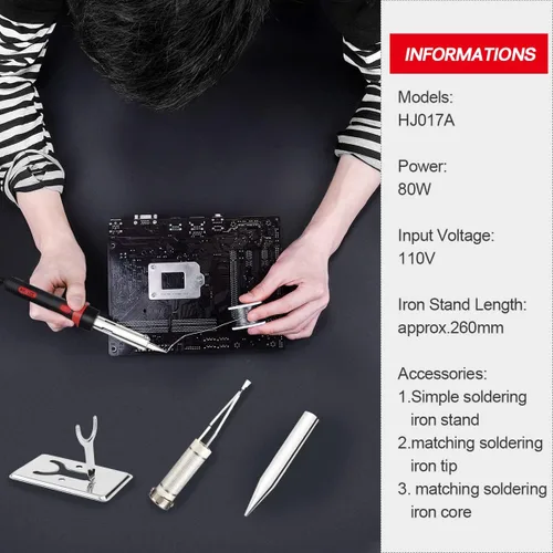 Vista 6 de Juego de soldadura, 80W-300W calefacción externa con cabezal de soldador reemplazable, soporte simple, soldador industrial de alta potencia DIY