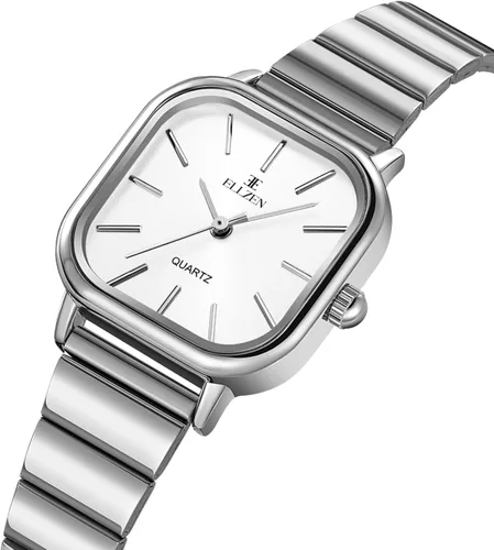 Vista 2 de Relojes dorados para mujer con pulsera vintage pequeña, estuche rectangular
