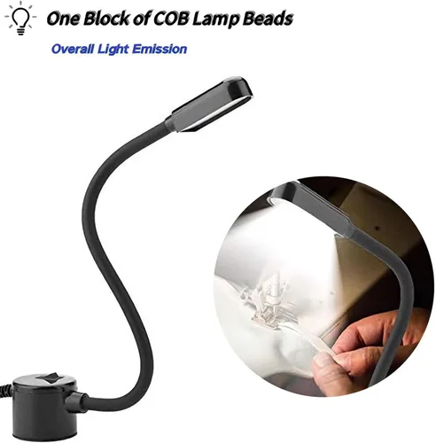 Vista 6 de Luz para máquina de coser, lámpara de trabajo LED, cuello de cisne flexible portátil con base magnética para banco de trabajo, torno, taladro