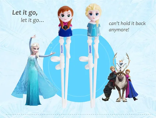 Vista 4 de Everyday Delights Frozen Elsa & Anna Palillos para niños diestros Niños, 2 pares, 7.9x2.0x2.0 in