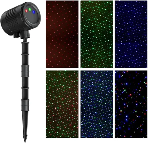 Vista 5 de Luces láser de Navidad para proyección al aire libre, proyector de luces láser de 3 colores, espectáculo de luces de luciérnagas con control remoto