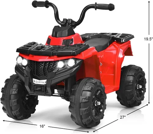 Vista 5 de GLACER Cuatrimoto para niños, auto cuádruple de 4 ruedas para niños, vehículo eléctrico alimentado por batería de 6 V con suspensión de resorte
