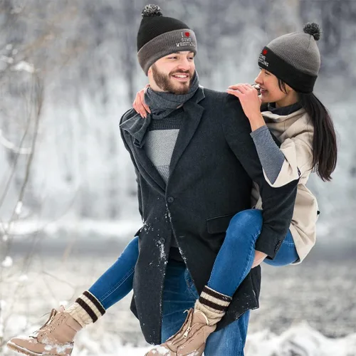 Vista 5 de Pom Pom Beanies for Women I (Love) Sumo Wrestling Red Heart Sports Lovers Winter Hats for Men Acrylic