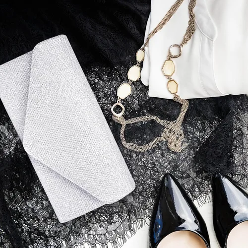 Vista 7 de Larcenciel Bolsos de mano para mujer, con lentejuelas brillantes, bolsa de noche con cadena, elegante vestido de fiesta de graduación, bolso de novia