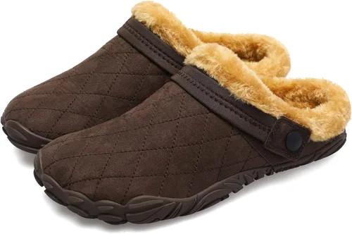 Vista 3 de Besroad - Pantuflas mullidas para mujer y hombre, esponjosas, cómodas, de espuma viscoelástica, para dormitorio marrón (All Brown)