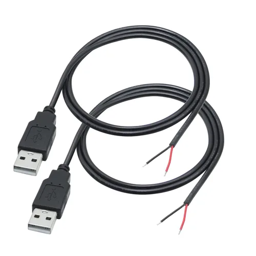 Vista 8 de USB A hembra a 2 Pin alambre desnudo, cable de coleta USB 5V/3A ninguna función de datos USB Open End Power Cable 11", Tinned Tail, 22AWG for USB