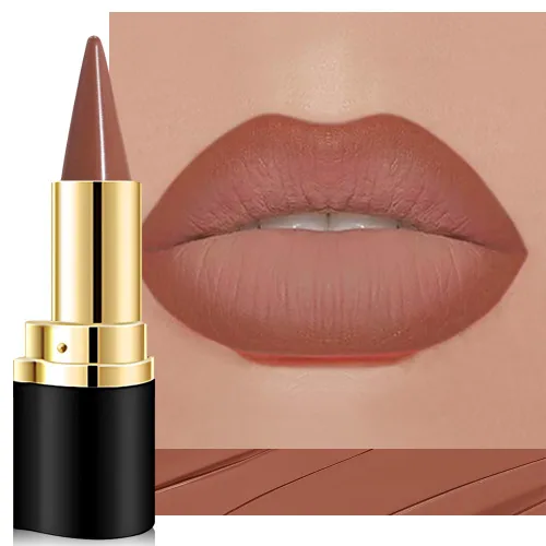Vista 37 de evpct Combo de delineador de labios metálico rosa brillante y lápiz labial, lápiz labial con punta de cono para mujer, de larga duración