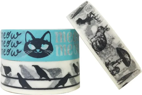 Vista 3 de Wrapables Talking Animals - Cinta adhesiva japonesa Washi (juego de 3), 32.8 ft de largo x 0.591 in de ancho