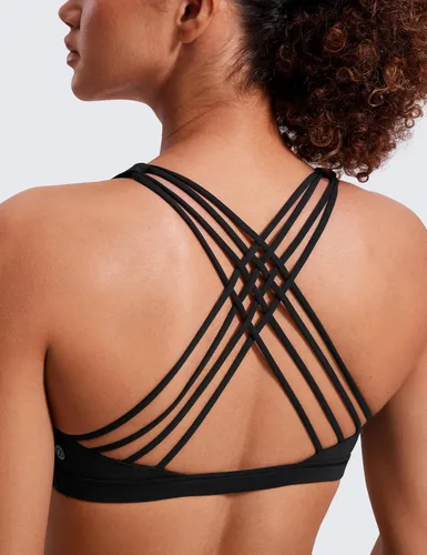 Vista 5 de CRZ YOGA - Sujetadores deportivos con tirantes delgados para mujer, brasier de yoga con relleno, sin varillas, espalda cruzada sexy, lindo