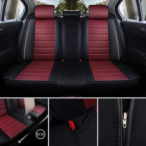 Vista 2 de otoez Juego completo de fundas universales para asientos de automóvil, de cuero, accesorios para el interior del vehículo, compatibles