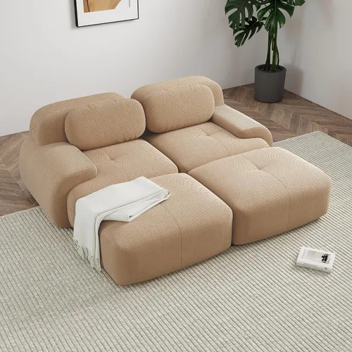 Vista 66 de Sofá sin hueso de 82 pulgadas, cómodo sofá cama de dos plazas, sofá comprimido con asiento profundo, sofá nube de pana para sala de estar