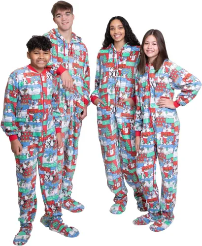 Vista 6 de Pijama de felpa con capucha y asiento caído para hombres y mujeres Navidad
