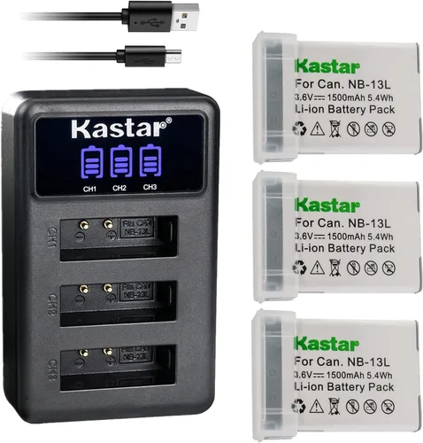 Vista 8 de Kastar NB-13L - Cargador de batería USB triple LCD compatible con Canon PowerShot SX620 HS, PowerShot SX720 HS, PowerShot SX730 HS, PowerShot SX740