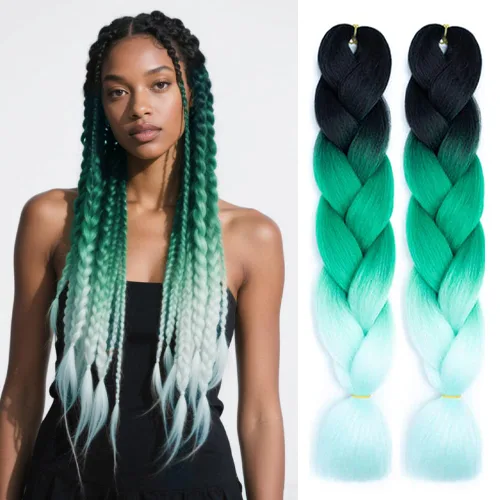 Vista 21 de 6 juegos de extensiones de cabello Kanekalon trenzado y sombreado, pelo de fibra sintética de alta temperatura de 24 pulgadas para trenzas crochet