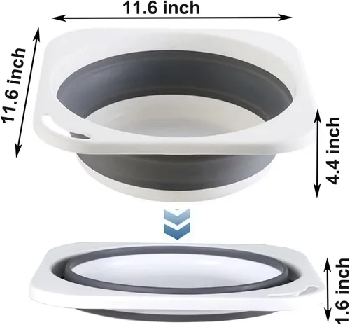 Vista 2 de Lavabo de plástico plegable de 5 litros (1.4 galones), bandeja de cocina, bañera pequeña con floding, cubo de plástico que ahorra espacio